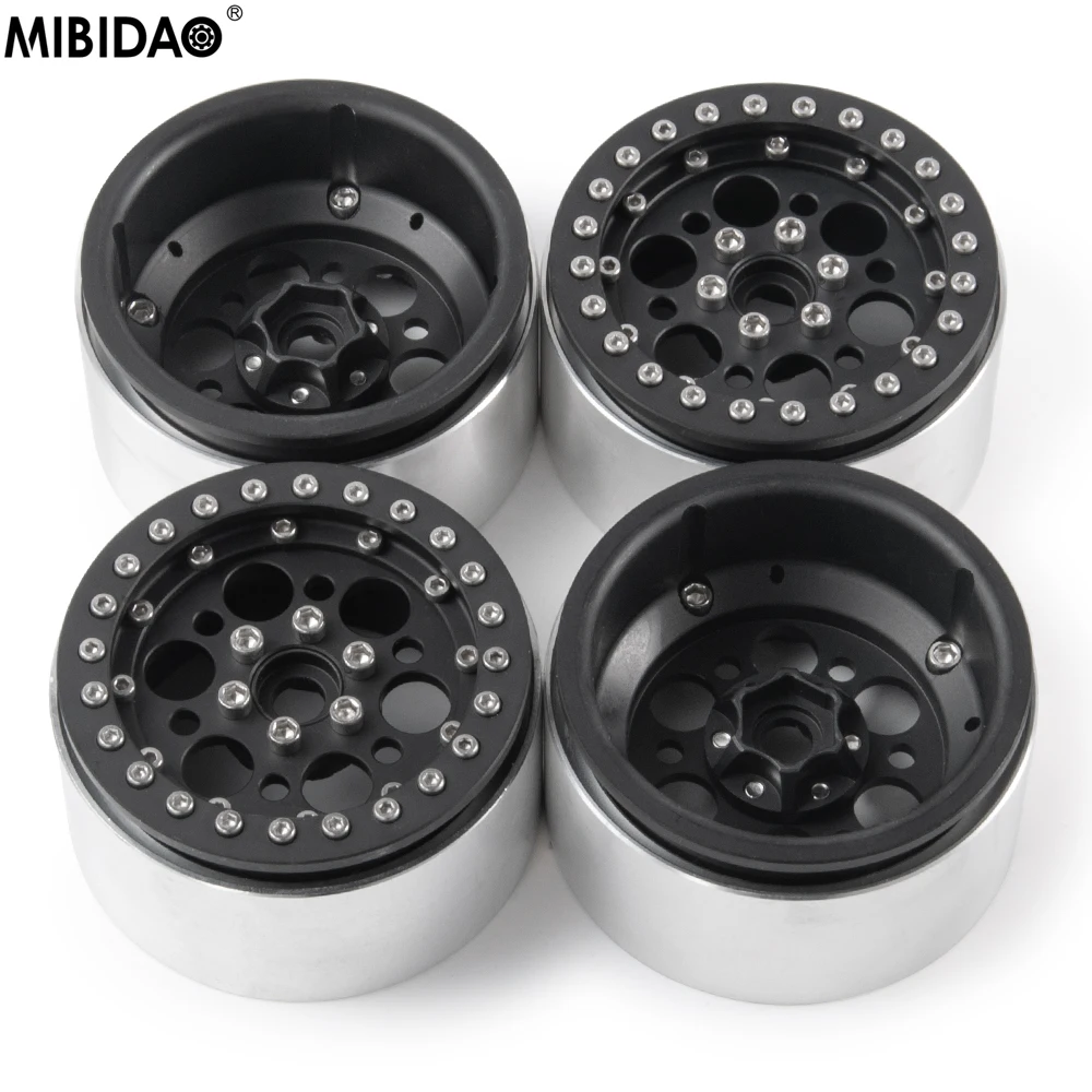 

MIBIDAO 4Pcs 2.2" Metal Beadlock Wheel Hub Rim For 1/10 Axial SCX10 90026 90046 TRX4 TRX6 D90 Wraith RR10 90048 RC Crawler