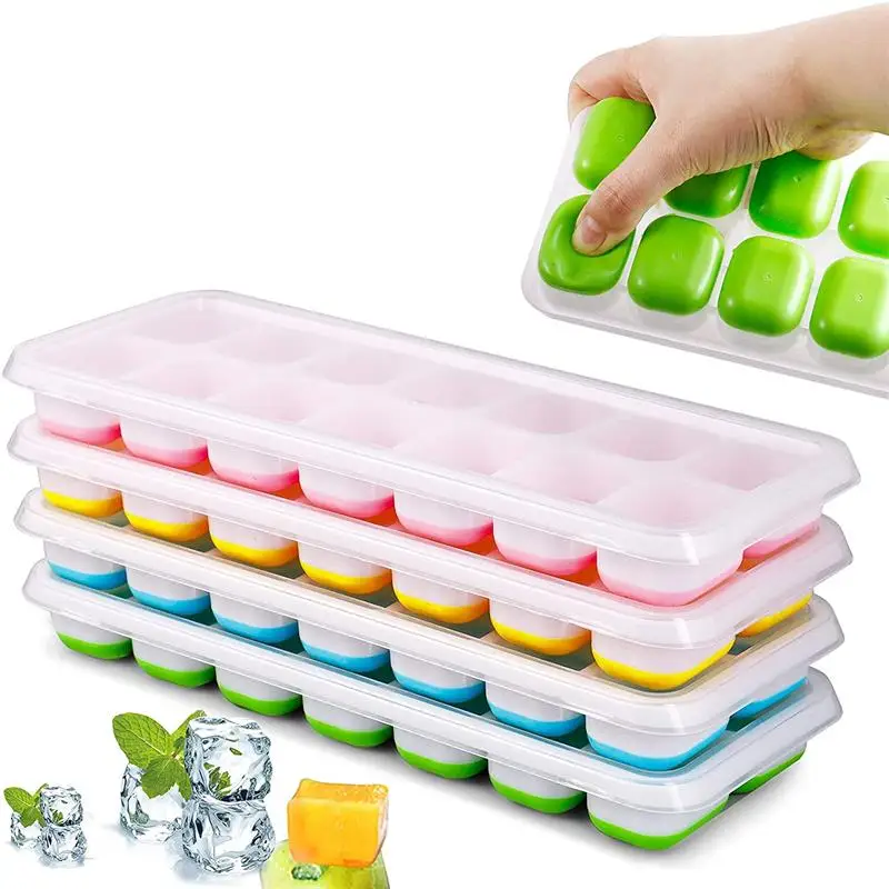 Kitchen Silicone Round Ice Cube Maker Plastic Cocktail Whiskey Bars Ice Tray  Making Mold Storage Box Ice Container Box With Lids - Ice Cream Tools -  AliExpress