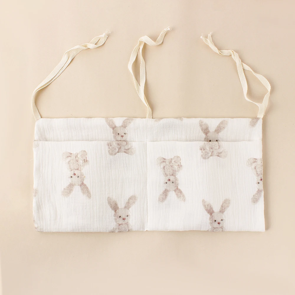 Baby Crib Organizer Multi-Purpose Bed Storage Bag 2 Pockets Bedside Hanging Diaper Nursery Organizer for Diapers Toys Clothing 3