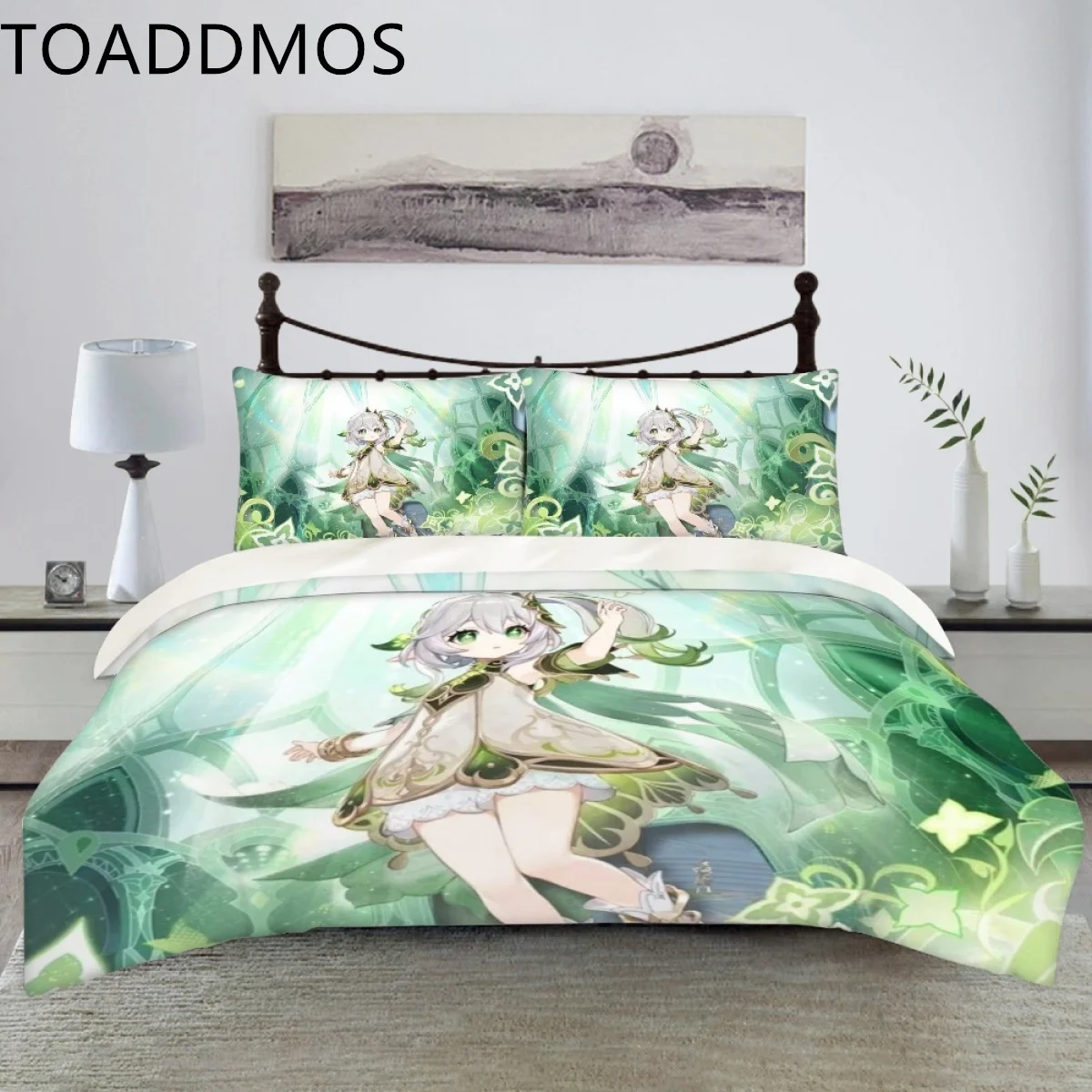 

TOADDMOS Nahida Kawaii Cartoon King Twin Double Child Bedding Set Genshin Impact Print Polyester Duvet Cover Set Girls Kids Room