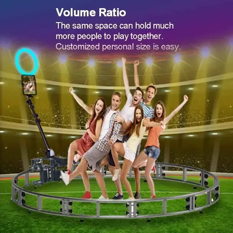 Large 360 Photo Booth Machine Multi-Person 360 Photobooth Camera Video Booth with LED Ring Light, Panoramic Shooting