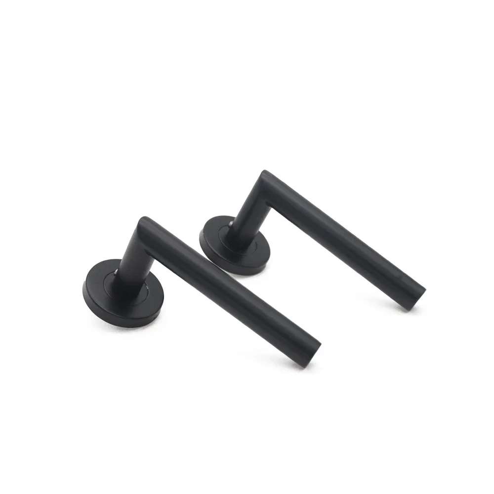 1 Pair Handle 304 Stainless Steel Door Handle Tube Hollow Spray Paint Frosted Black Round Cover Split Right Angle Door door handles