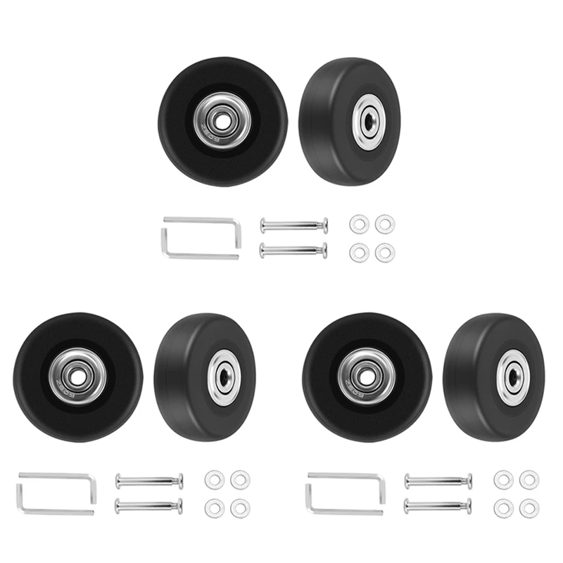 

6 Sets Of Luggage Suitcase Replacement Wheels Axles Deluxe Repair Tool OD 50Mm