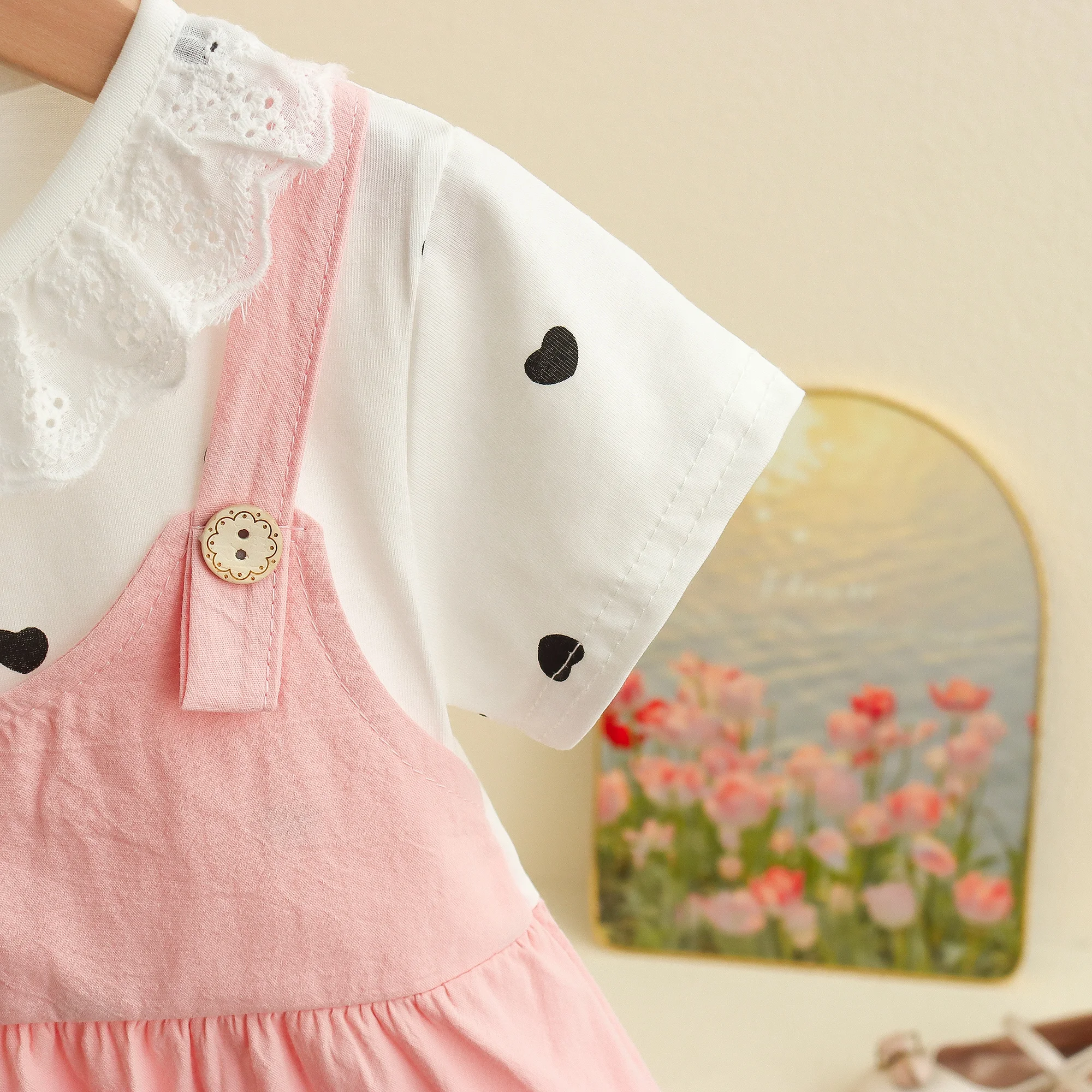 Girls Dress Baby Girl Dress Girl Kid's Summer Two Heart-Shaped Printed Casual Dress Sweet Baby Girl Clothes