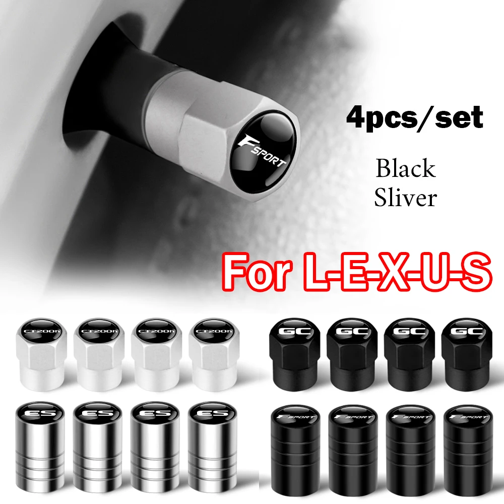 4PCS Metal Dustproof Caps Car Wheel Tire Valve Stem Covers for Lexus