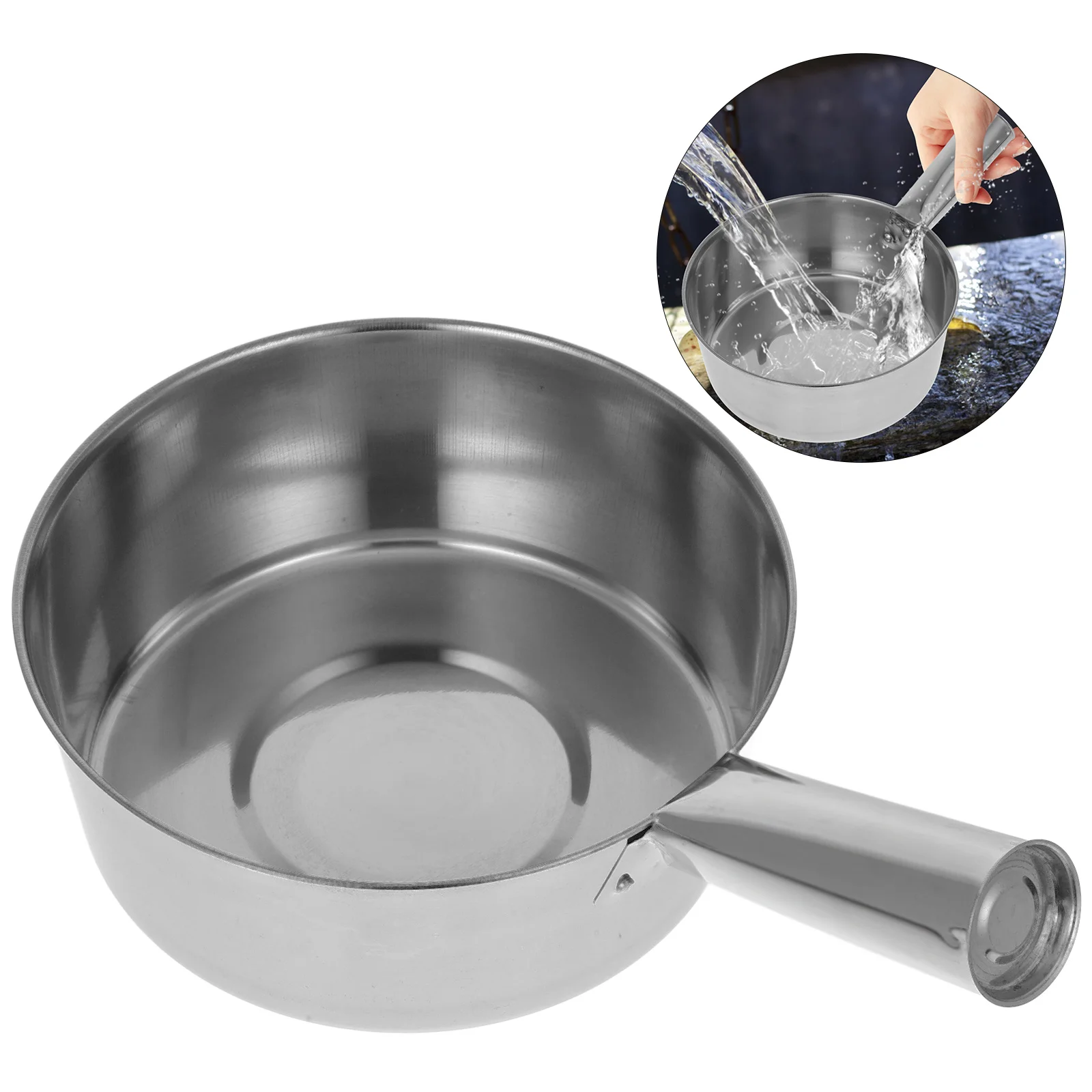 Large Capacity Thickened Stainless Steel Water Ladle Long Handle Scoop Kitchen Tool Water Scoop Replacement Dining Bar Soup