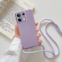 Soft Silicone Crossbody Lanyard Case with Lens Protection - Shockproof TPU Cover for Xiaomi 10T (Purple)