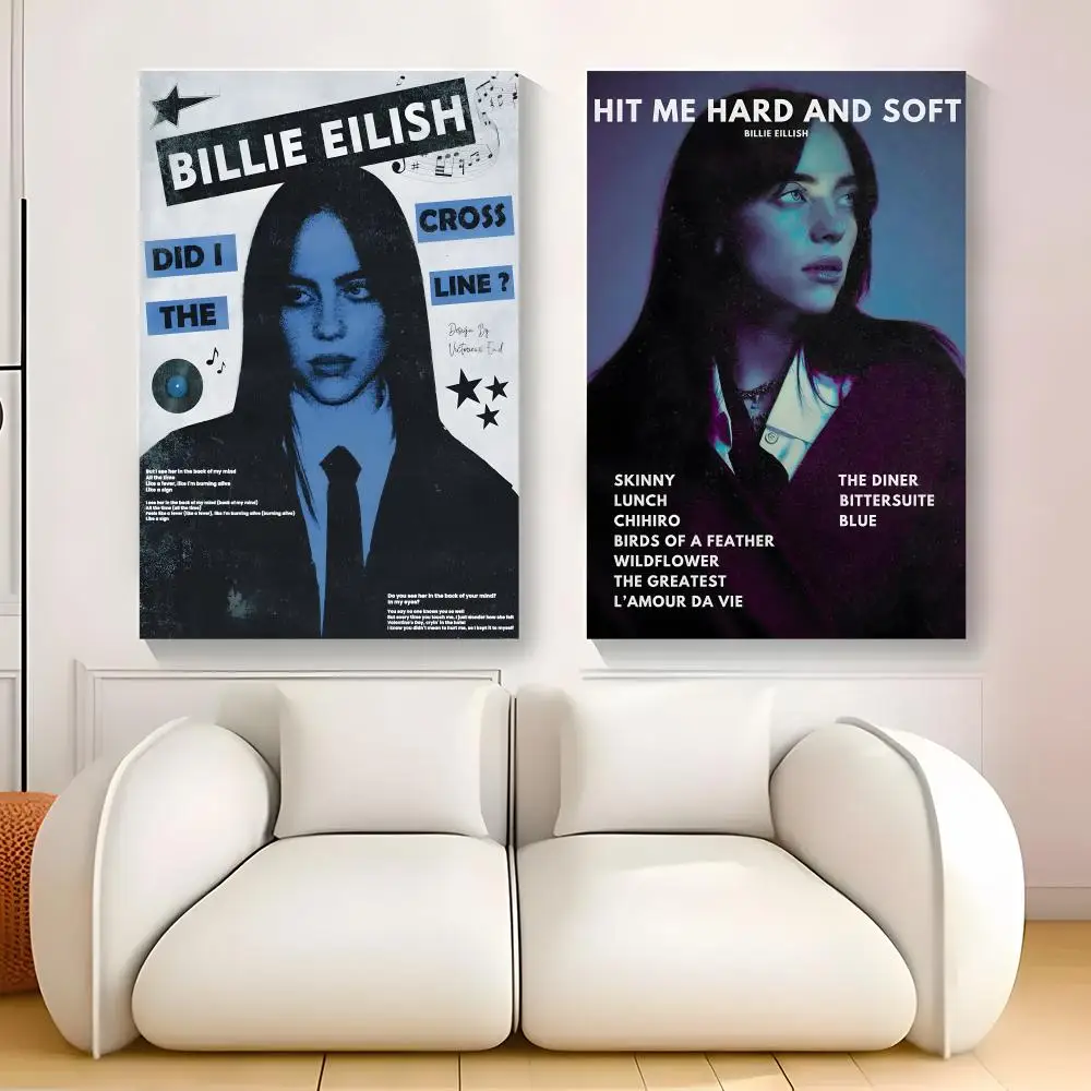 Painting Calligraphy Exhibition B-Billie Eilish Fashion poster photo oil painting canvas synthetic fiber for living dining room - 2