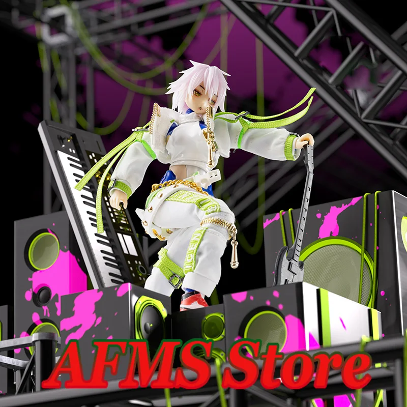 

Женский комплект одежды в масштабе 1/12 года для рок-музыки, белый жилет, куртка, брюки-карго, пояс, костюм для аниме-мобильного костюма 6 дюймов, тело для девочки