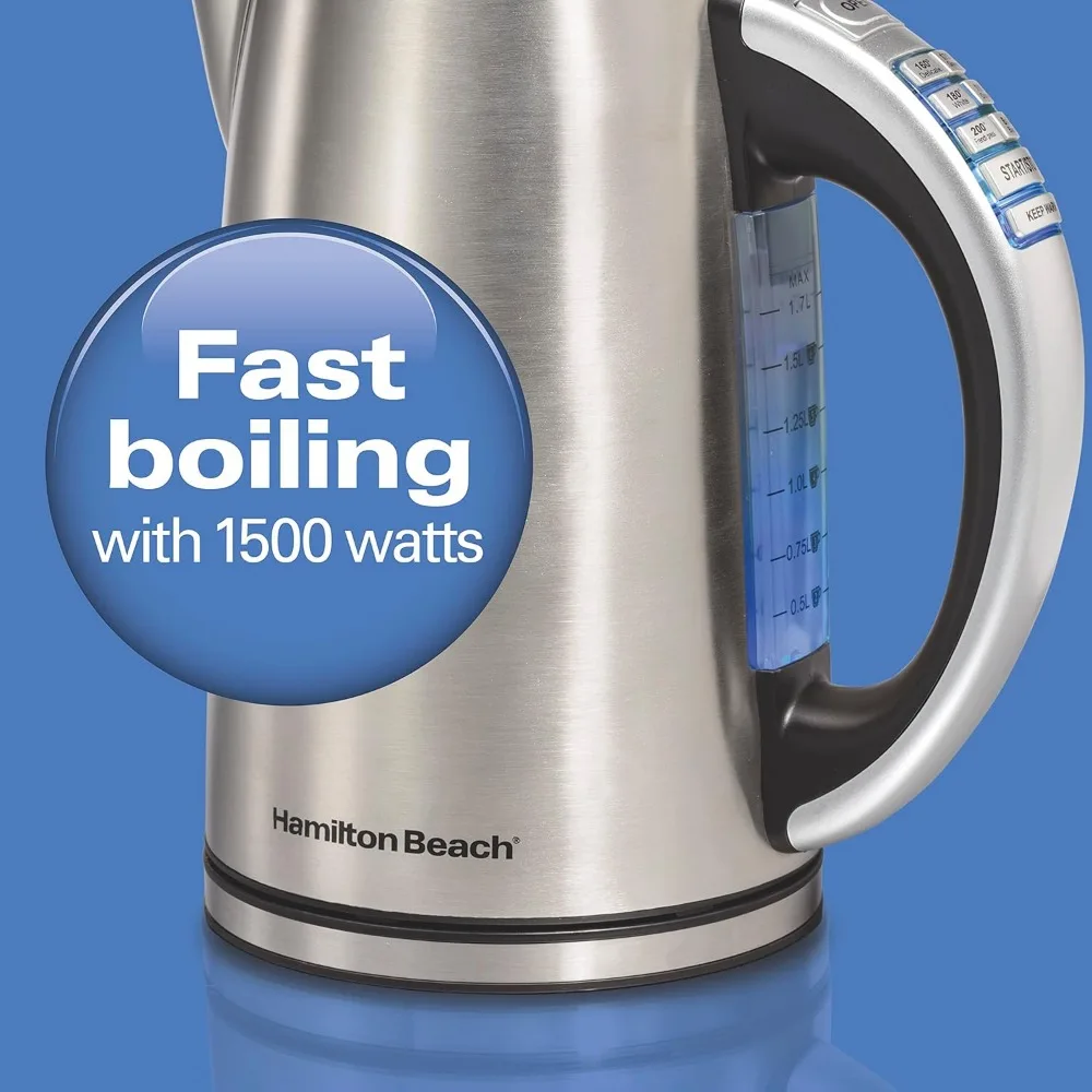 Temperature Control Electric Tea Kettle,1.7 Liter,Fast Boiling 1500W,BPA Free,Cordless,Auto-Shutoff and Boil-Dry Protection 5