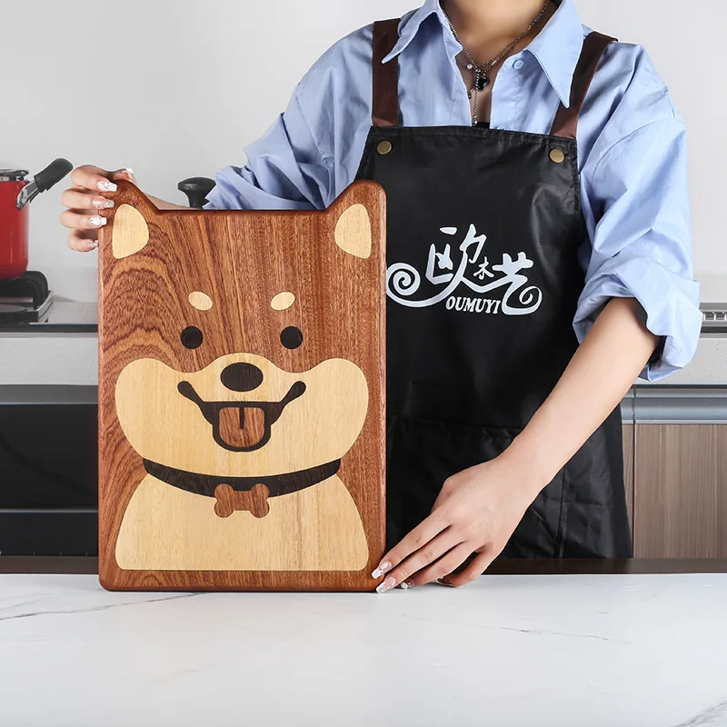 

Ebony whole wood cutting board, household kitchen cartoon solid wood chopping board