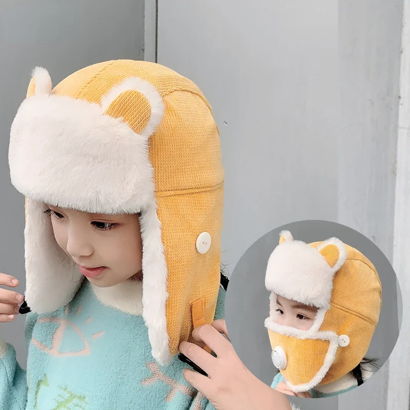 

Fashion Winter Men's And Women's Cat Ears Lei Feng Hat Plush Thickened Warm Cap Wind Proof Outdoor Riding Ear Protection Hat
