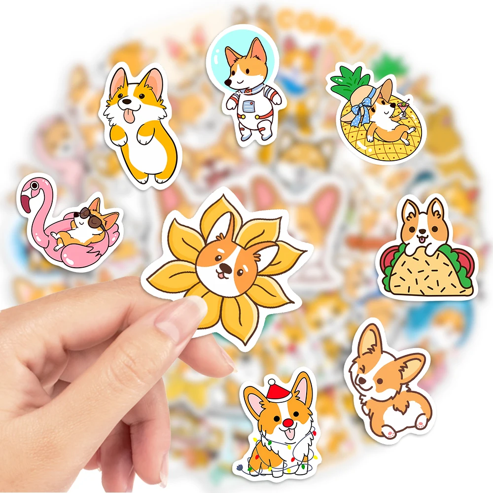 Cute Kawaii Corgi Pet Dog Decorative Washi Stickers Scrapbooking Label Diary Stationery Album Computer Refrigerator Skateboard handbook stickers