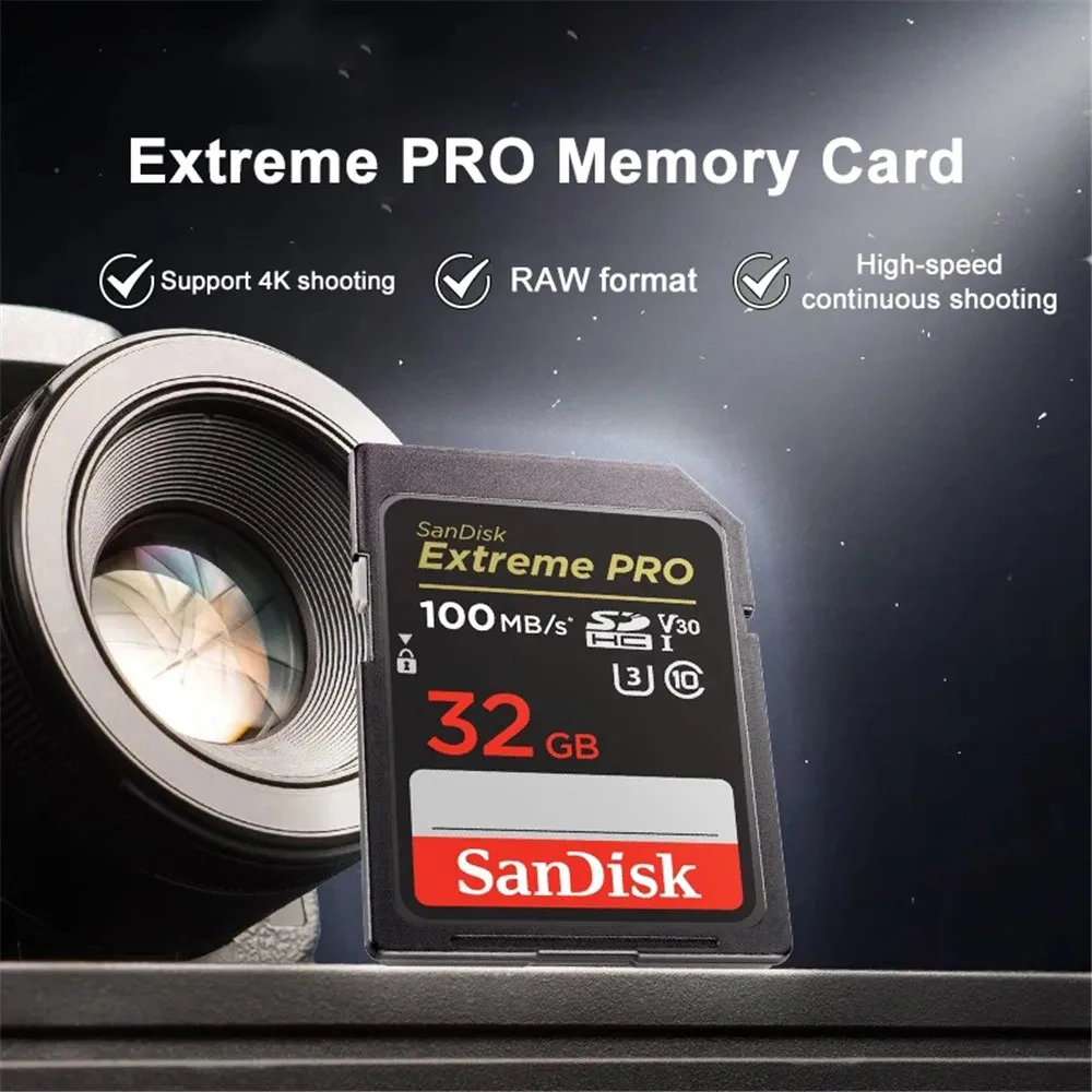 SanDisk 익스트림 프로 메모리 카드, SD 카드, DSLR 카메라용 4K 플래시 카드, 32GB, 64GB, 128GB, 256GB, 512GB, 1TB SDHC, SDXC Class10, V30, U3