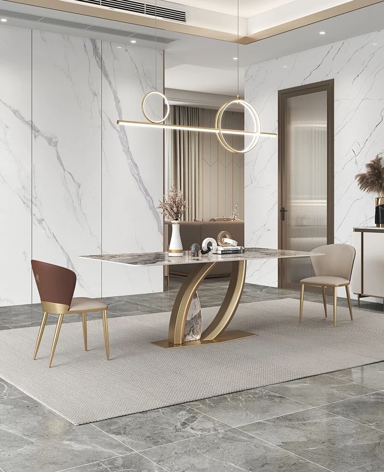 Description Picture 4 of itemKitchen Island Marble Rectangular Table Custom Dining Set Luxury Design Modern High-end Villa Basse De Salon Furnitures