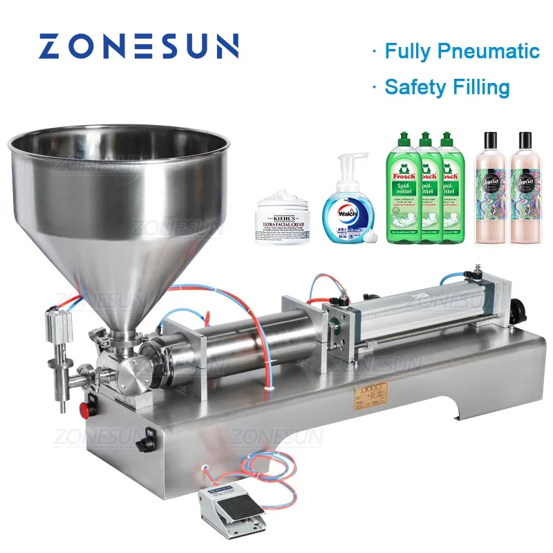 

ZONESUN Fully Pneumatic Paste Filling Machine Single Head Viscous Liquid Tomato Sauce Honey Cream Gel Shampoo Production ZS- GT1