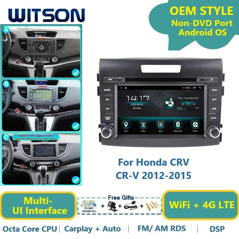

WITSON Android 13 Auto Stereo For Honda CRV CR-V 2012-2015 Carplay Navi Car Radio GPS Bluetooth 4G WiFi Multimedia