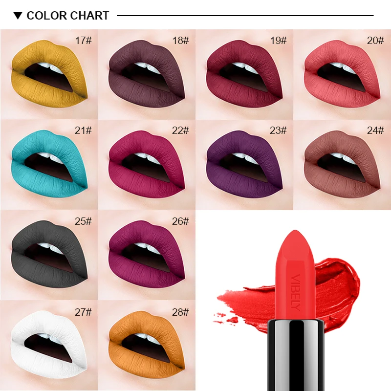 29 Colori Matte Lipstick Velvet Long Lasting 24H Lip Stick Red Brown Lip Balm Trucco Professionale Per Labbra Ad Alta Colorazione