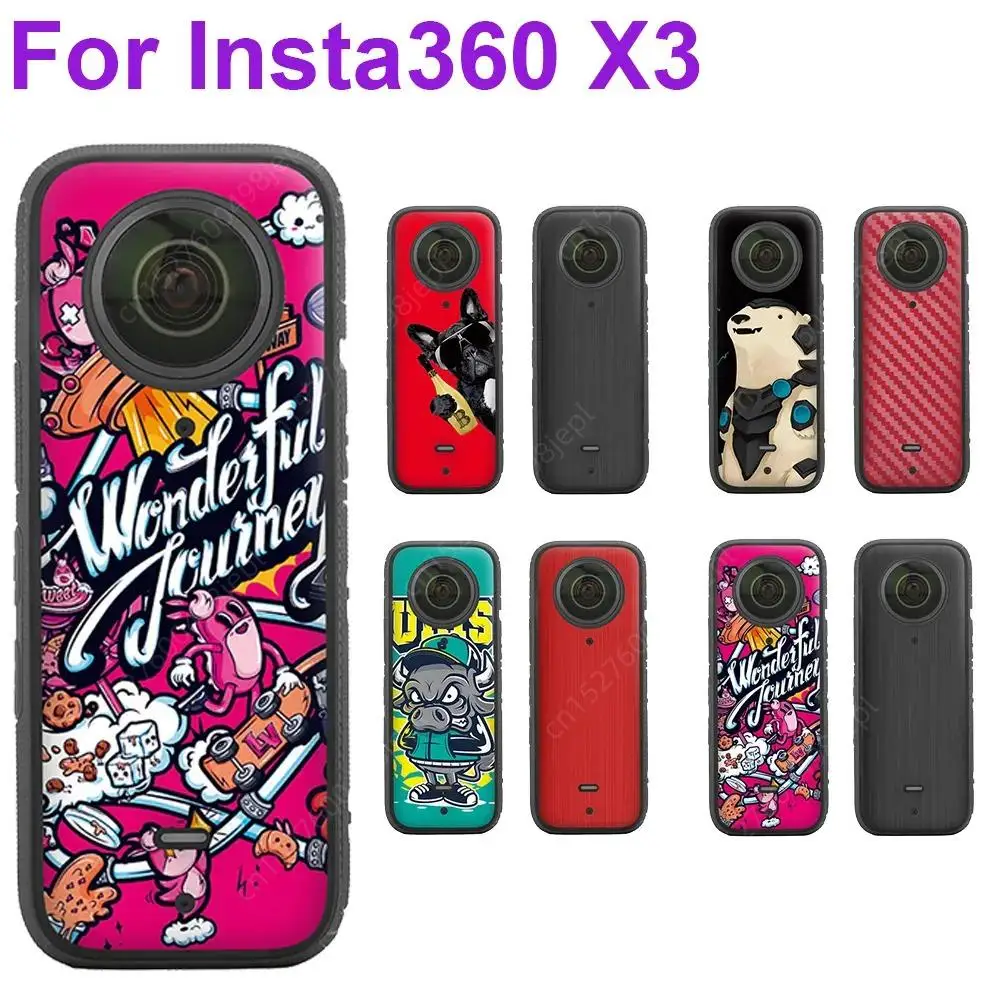 2 Set PVC Stickers Protective Film for Insta 360 X3 Waterproof Scratch-proof Decals Removable Skin Cover for Insta360 X3 Camera