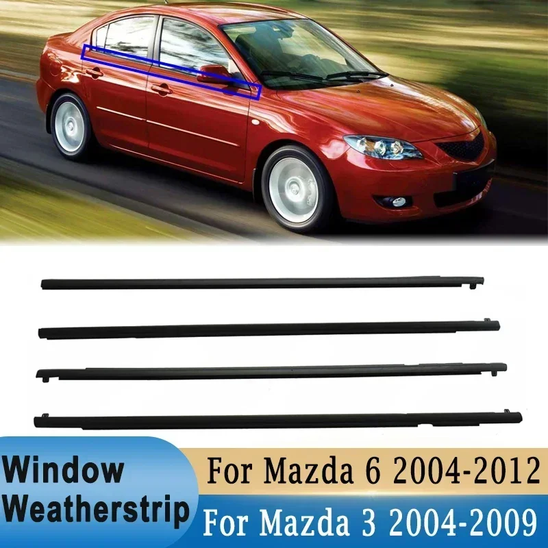 Black Window Weatherstrips Trim Belt Outer Sealing Strips For Mazda 6 - View #2