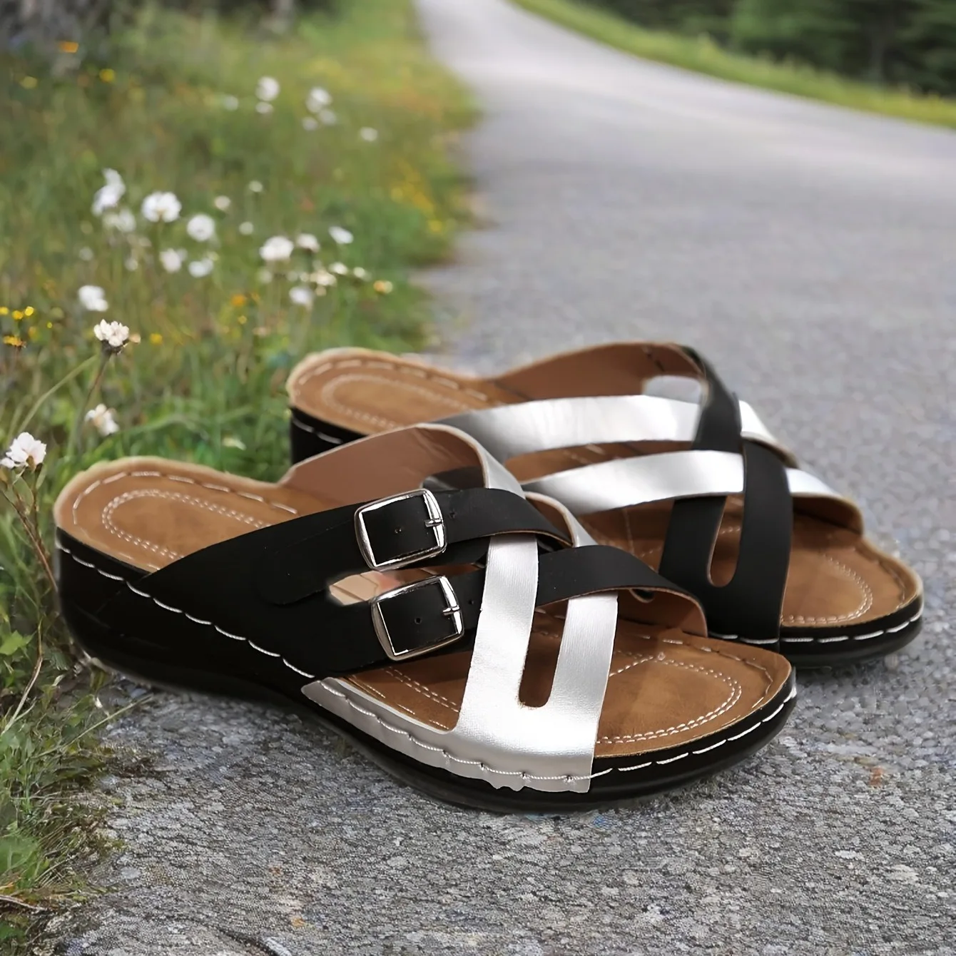 Sandali zeppa donna comode stile vintage ciabatte da spiaggia_voghion.com