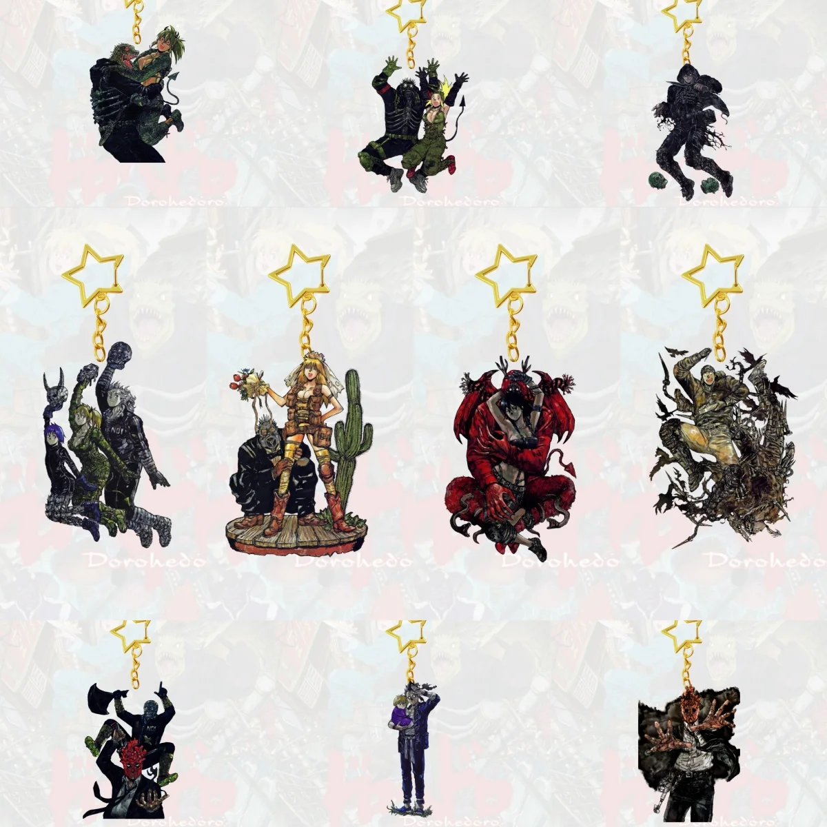 6 cm Dorohedoro Archive Coole Acryl-Schlüsselanhänger, Ornamente, Dekorationen, Cosplay-Zubehör, Waren, Weihnachtsgeschenke