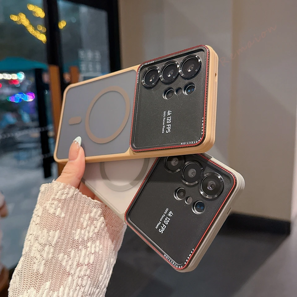 Magnetic Luxury Phone Case with Matte Finish and Camera Protector Cover