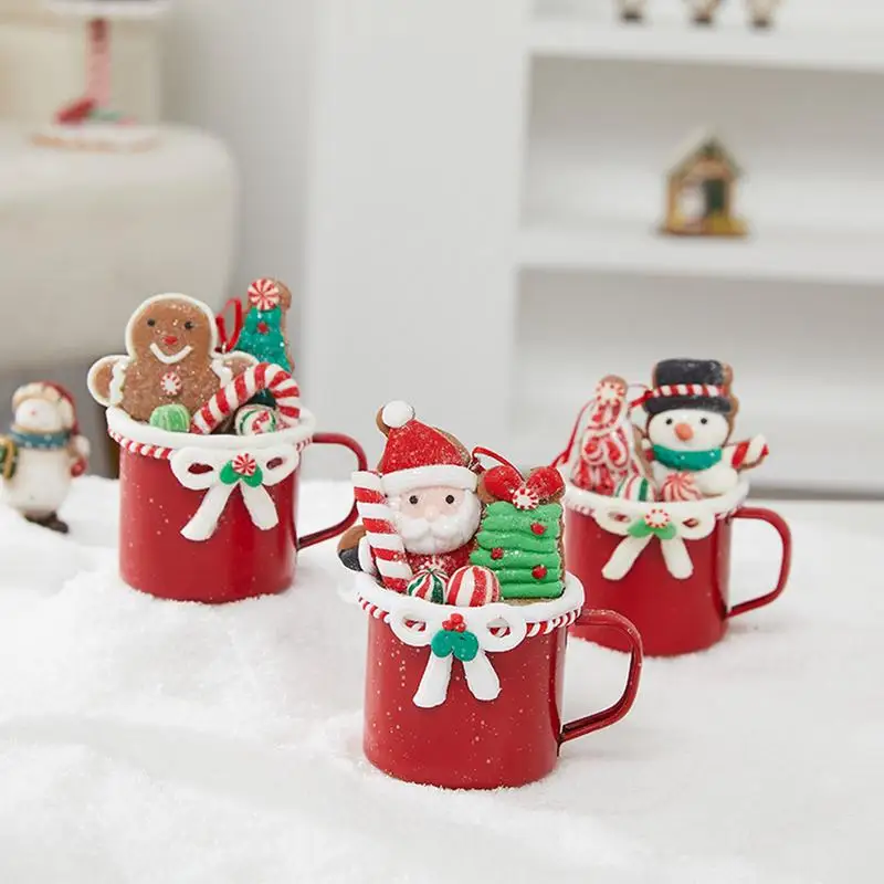

Gingerbread Christmas Tree Ornaments Christmas Enamel Cup Decoration Pendant Santa Claus Snowman Merry Christmas Table Display