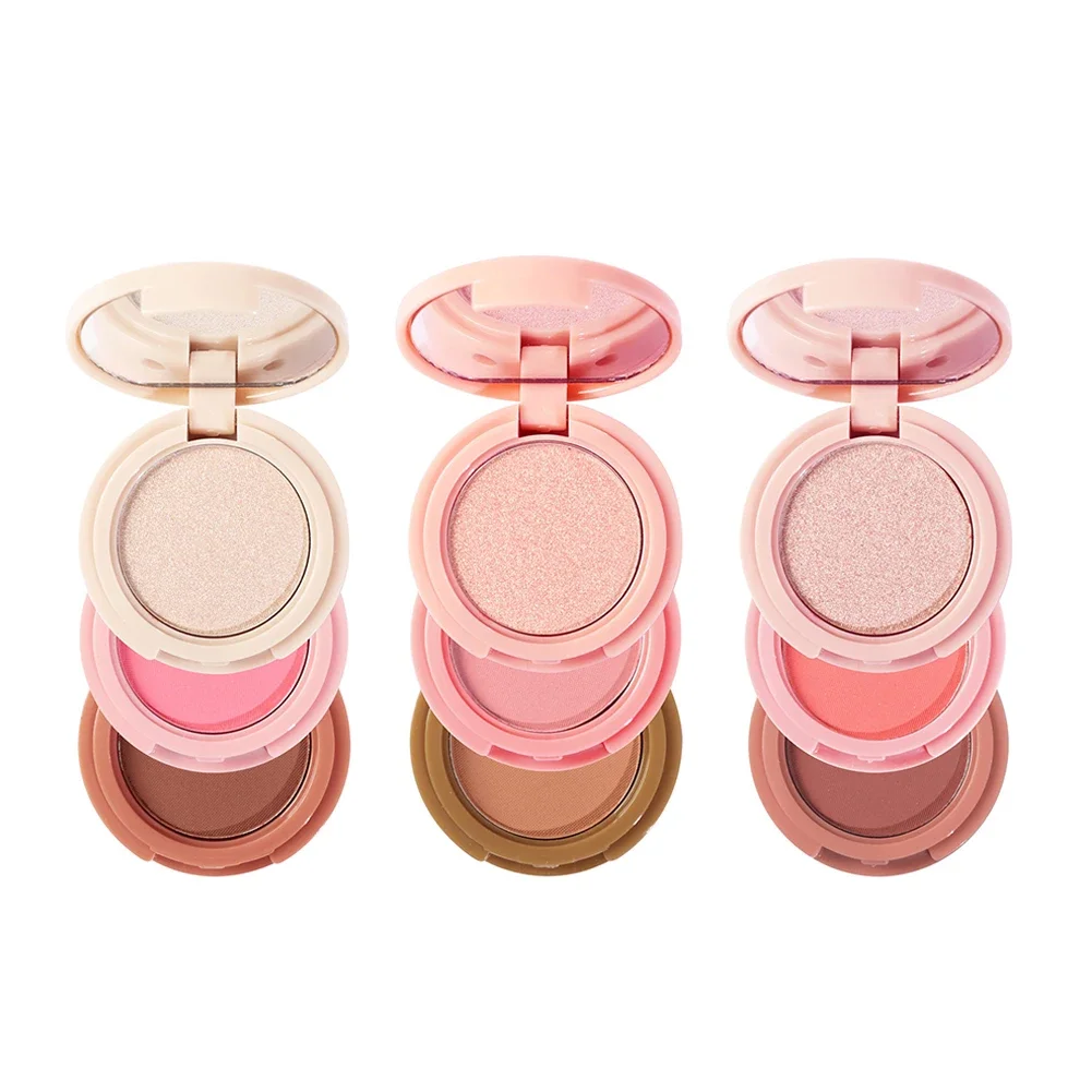 3 In 1 Matte Highlighter Blush Palette Pearly Blush Shiny Eyeshadow Multifunctional Face Makeup Palette Female Cosmetics 2