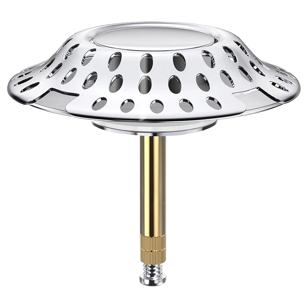 

2 In 1 Bath Plug Drain Strainer 72x44 Mm 40-56 Mm Catcher Bathtub Filtration Anti-Clogging Height Adjustable