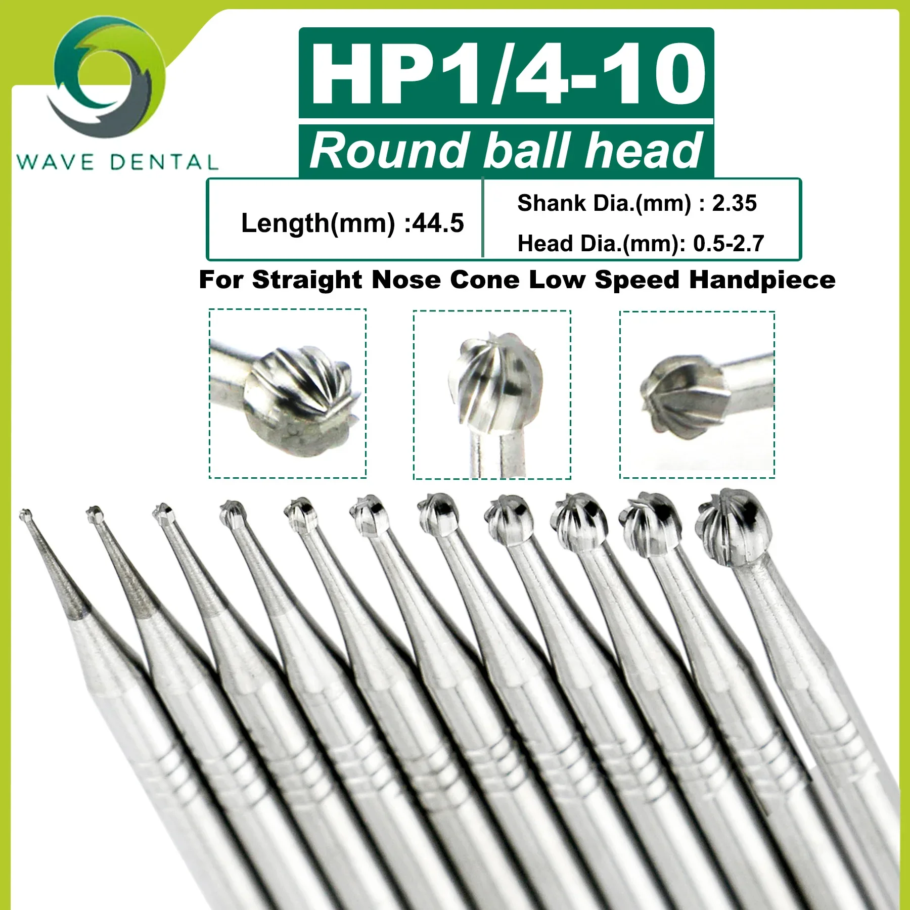 WAVE Tungsten Carbide Burs Drills Straight Nose Cone Low Speed Bur HP 5Pcs/Pack 2