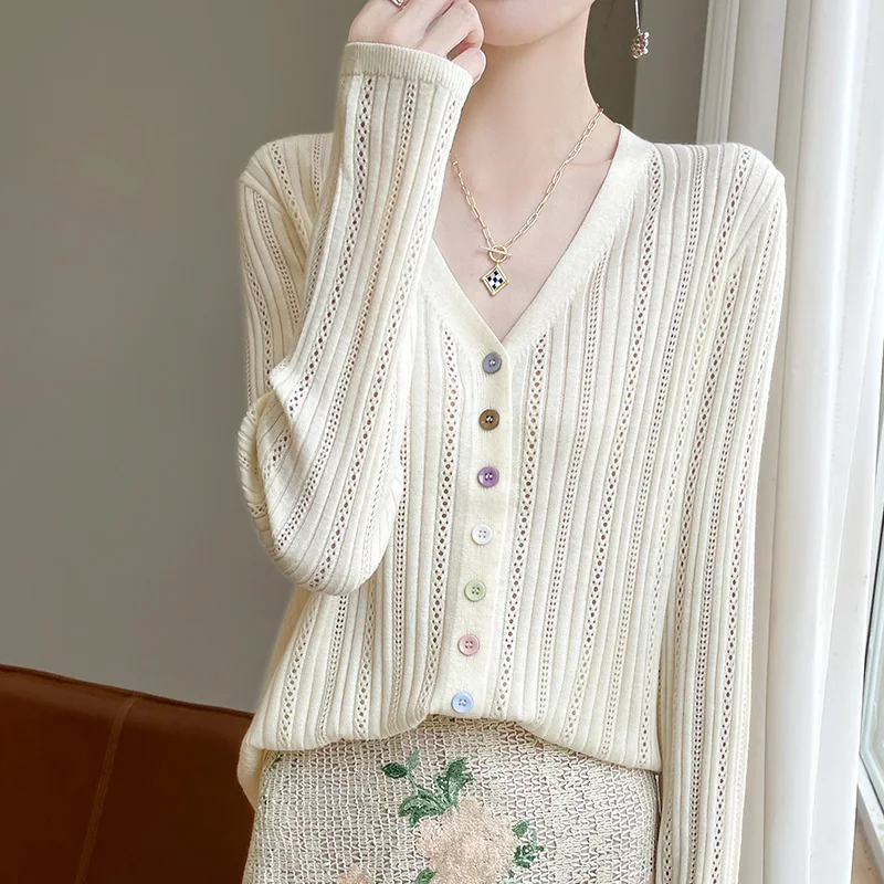 

2024 Cashmere cardigan Women V-Neck Cashmere Cardigan Women Loose Long Sleeve Cashmere cardigan Women