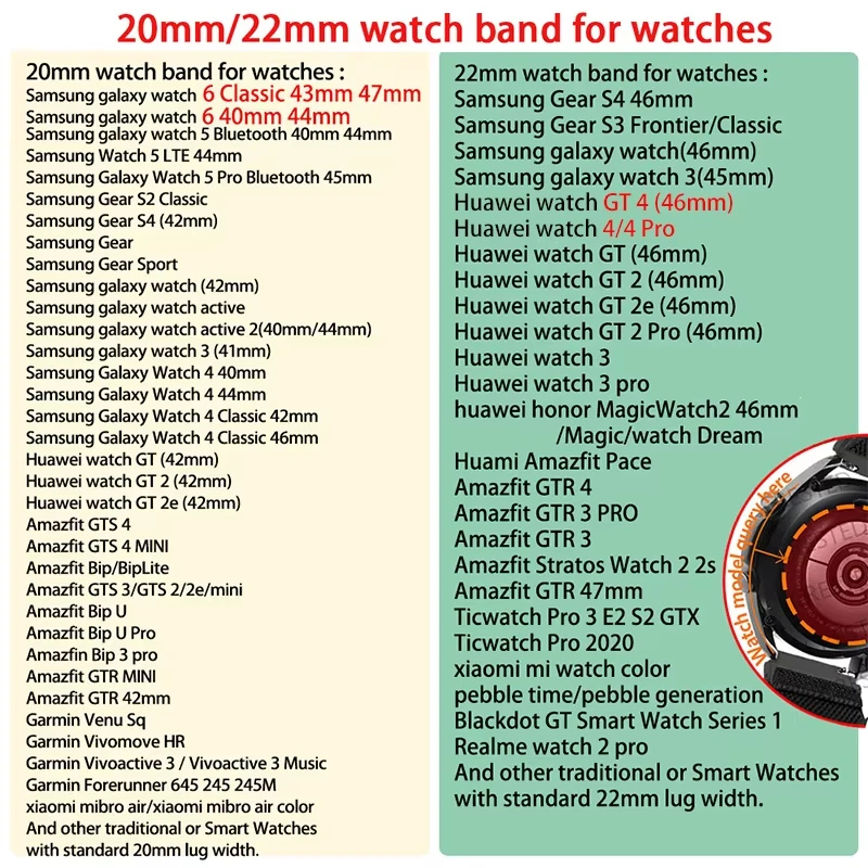Versatile 20mm/22mm Smartwatch Replacement Strap & Bracelet