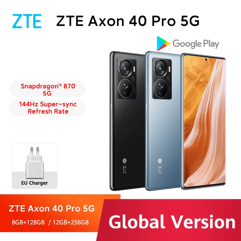 

Global Version ZTE Axon 40 Pro 5G 12GB 256GB 6.67“ 144Hz AMOLED Curved Display 108MP Quad Cameras Snapdragon 870 NFC