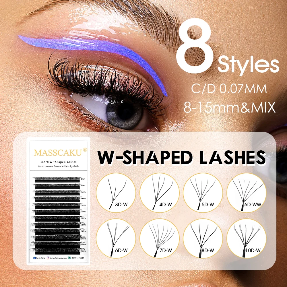 MASSCAKU automatický kvetoucí W vzhled bloom 3D 4D 5D 6D 7D 8D premade ventilátory řasy prodlužování přírodní měkké individuum lashes