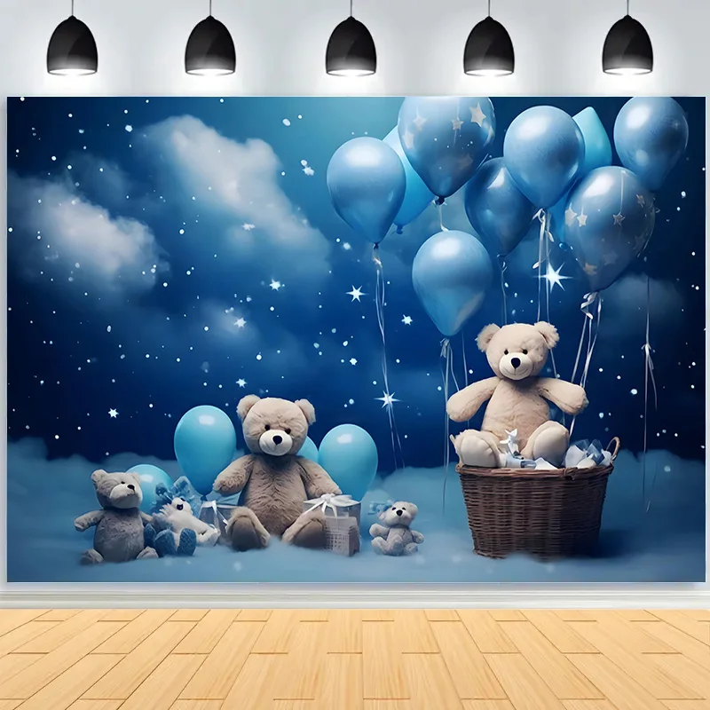 

Baby shower Newborn Photography Backdrop Prop Bear Air Balloon Christmas Decorations Happy Birthday Party Photo Background SZ-03