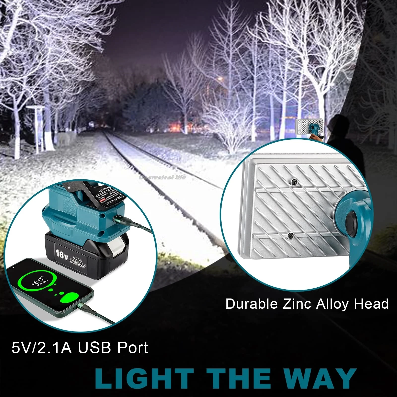 4200LM Cordless LED Work Light for Makita 18V Battery Floodlight Spotlight Flash