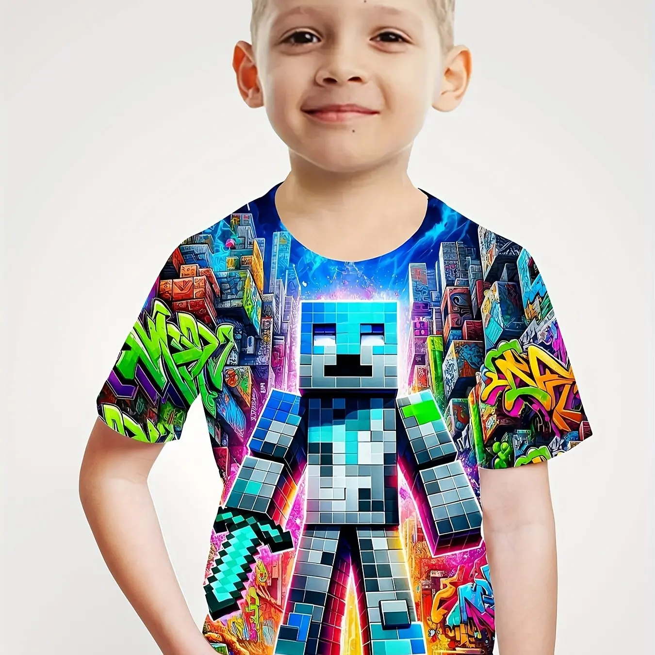 Children's Clothing Boys Tshirt Short Sleeve Children T-Shirt Creative Print Funny Kids Summer Clothes Girl Clothes O-Neck Tops 2