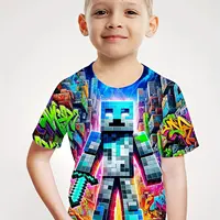 Children's Clothing Boys Tshirt Short Sleeve Children T-Shirt Creative Print Funny Kids Summer Clothes Girl Clothes O-Neck Tops 2