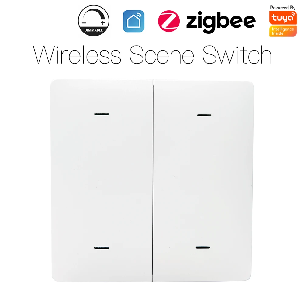 Беспроводной кнопочный переключатель Tuya Smart ZigBee, контроллер с дистанционным регулятором яркости для автоматизации дома, клавиш