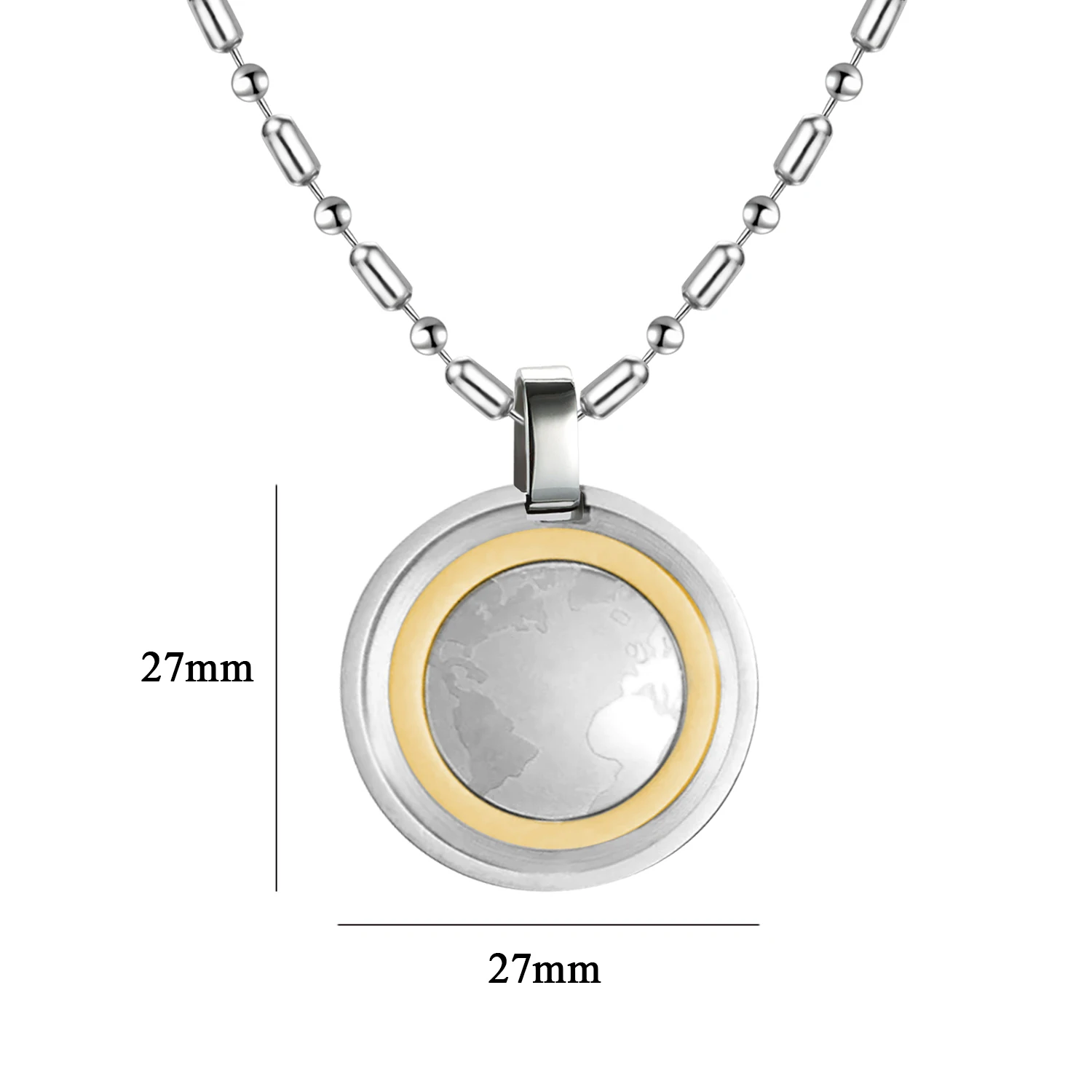 Edelstahl Gesundheits kette runde Heil anhänger für Männer mit Vulkans tein Charms Schmuck Geschenk box – Detail 2