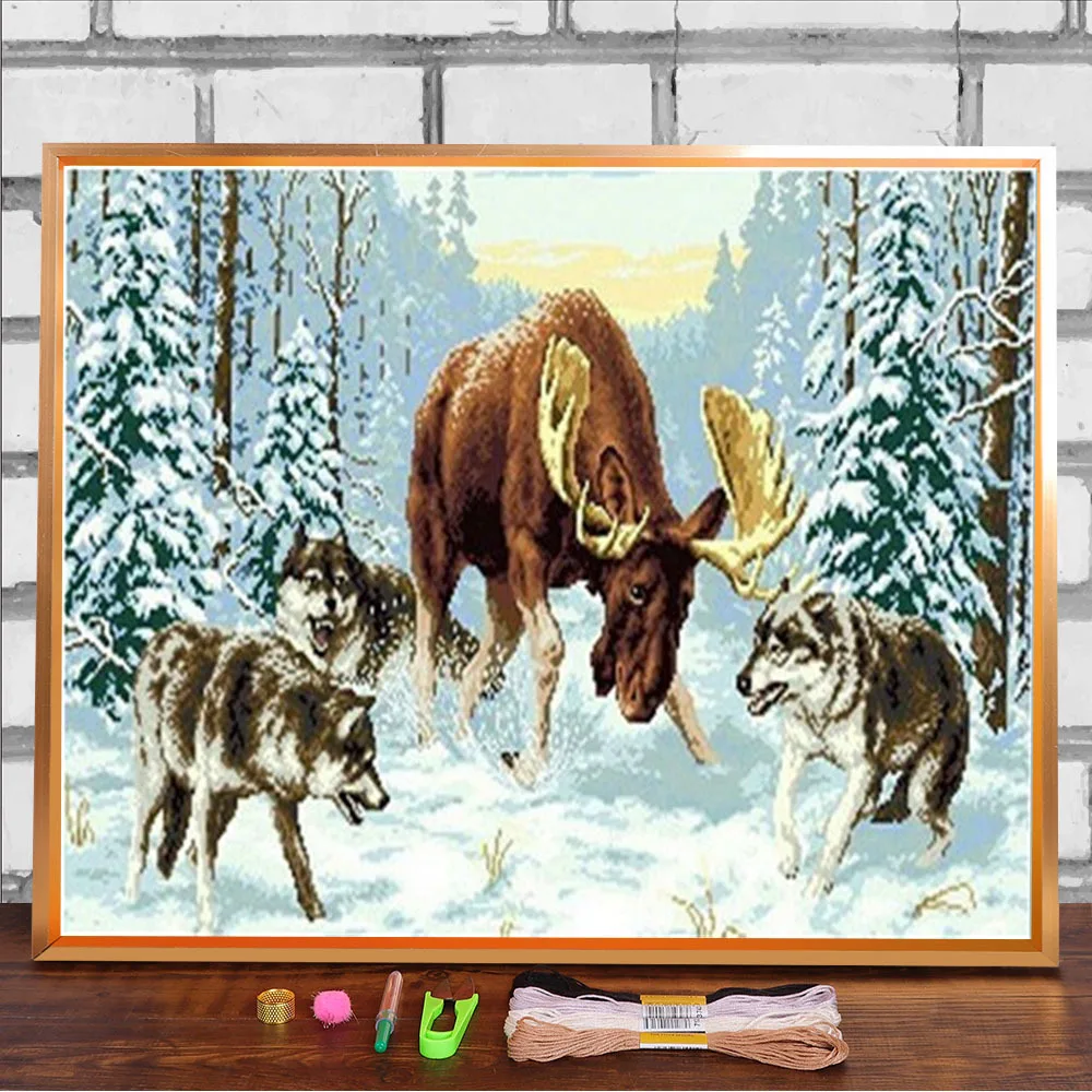 

Animal Deers Printed Canvas 11CT Cross Stitch Kit Embroidery DMC Threads Handmade Knitting Needlework Sewing For Adults Sales