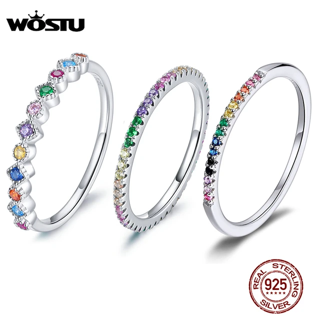 925 Sterling Silver Rainbow Ring Wholesale  925 Sterling Silver Finger  Rings - 2023 - Aliexpress