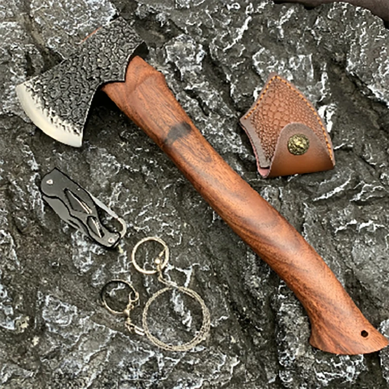 Chopping firewood artifact, home camping, mountain cutting, wood cutting hand axe, hand forged axe, high hardness, multifunction 4