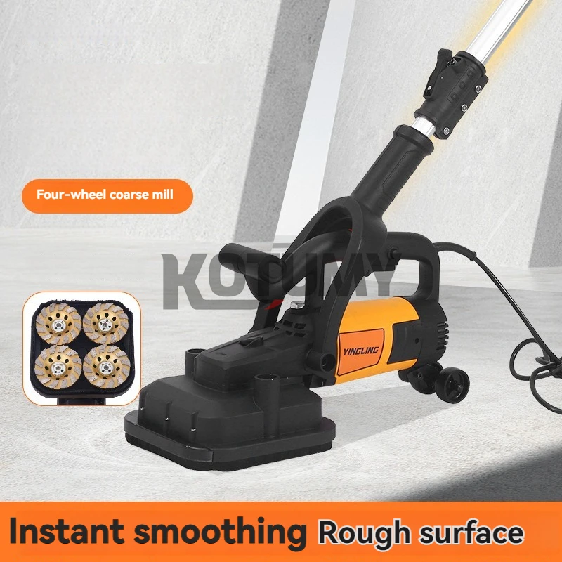 Multifunctional Four Head Cement Wall Rough Grinder Dust-free Plasterer with Extension Rod Walls Concrete Floors Polish Tool