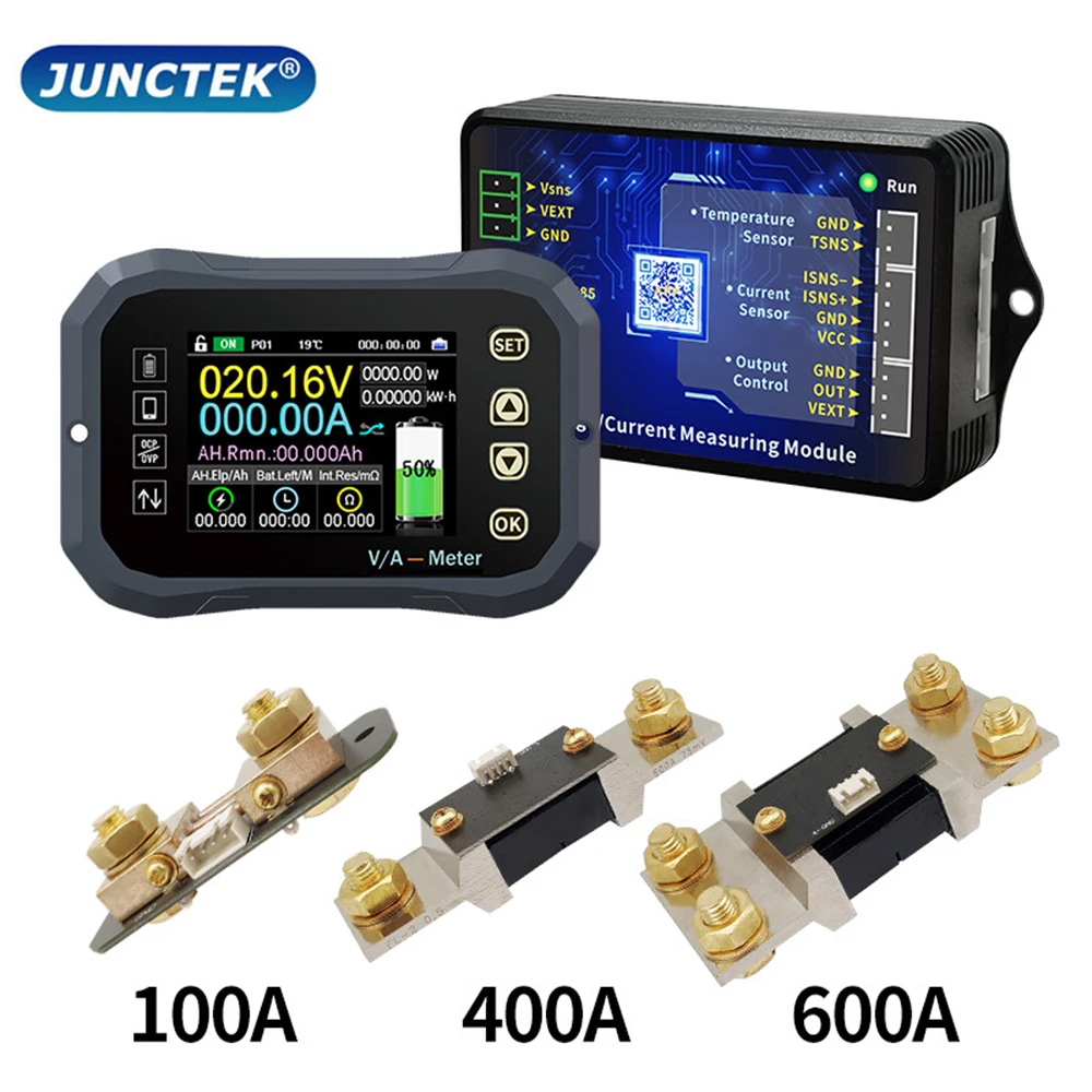 Battery Monitor Bluetooth KG140F DC 0-120V 100A 400A Battery Tester Voltage Current VA Coulomb Meter Capacity Indicator