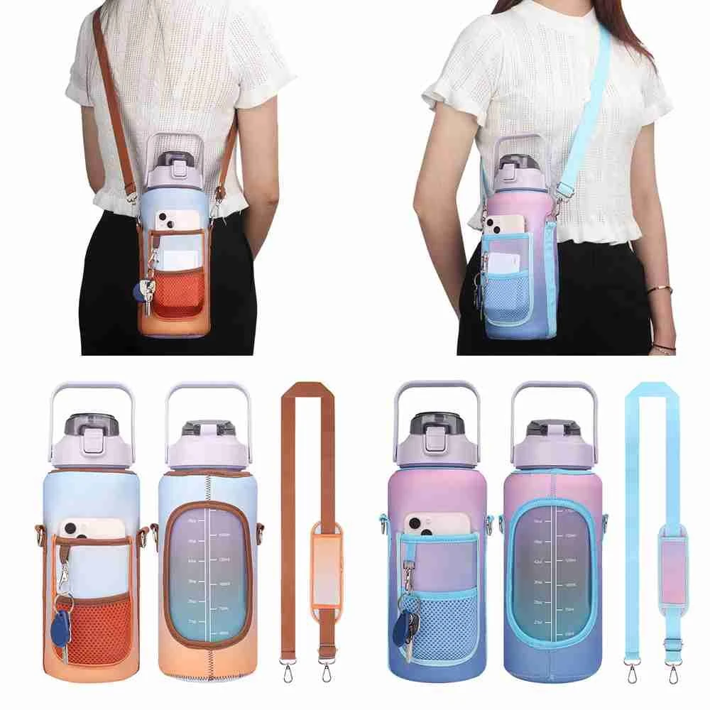 Water Bottle Cover Insulated Bag With Strap Cellphone Holder Cup Sleeve