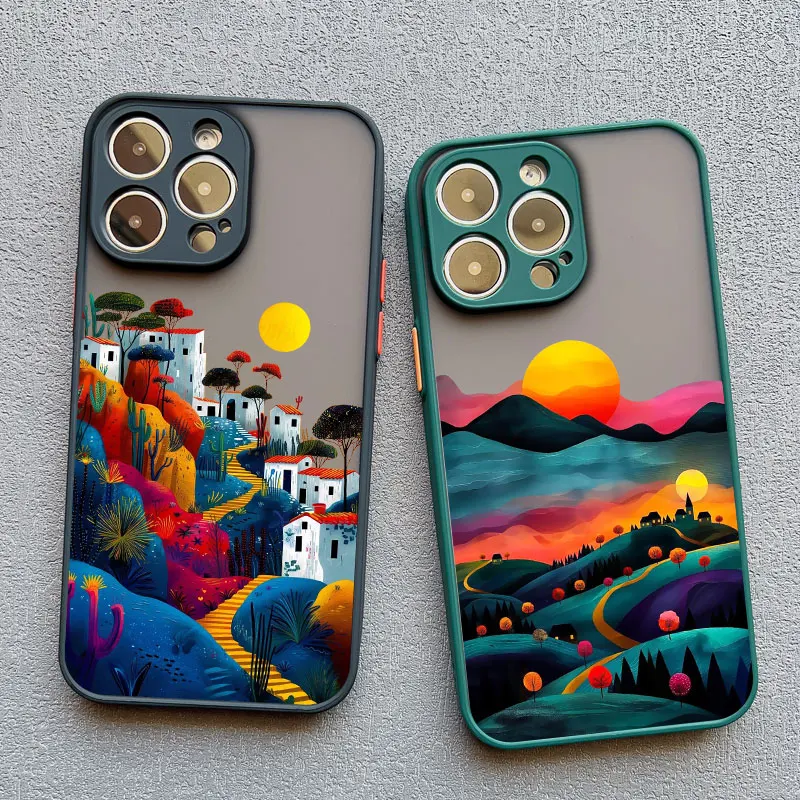 Yellow Sunset Mountain Shockproof Phone Case - Natural Scenery Cover