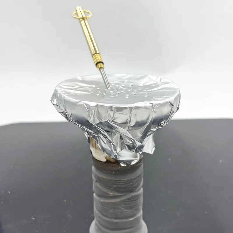 Adjustable Length Titanium Steel Hookah Shisha Foil Poker Hole Puncher Toothpick Fruit Needle Tool Portable With Keychain 1pc hookah accessories