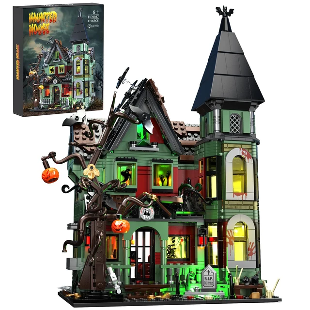 BuildMoc Halloween Nightmare House Building Blocks Set Pumpkin Ghost Skeleton Hut Bricks Toys Children Christmas Birthday Gifts